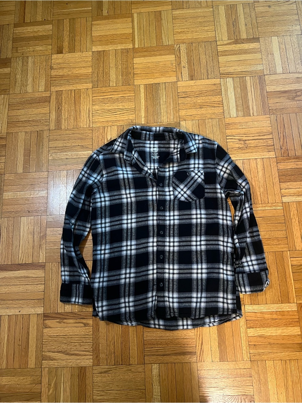 Grunge kids wonder nation Black & White Plaid Shirt size large 10/12 husky